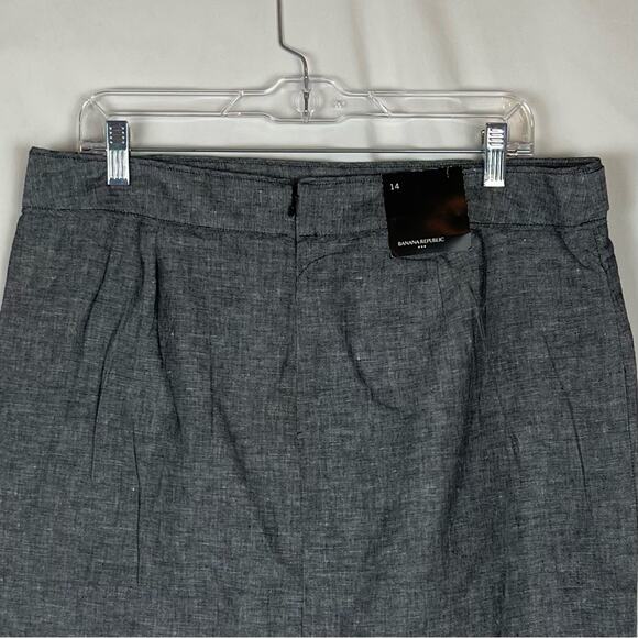 Banana Republic Black White Linen Blend Academia Office Skirt NWT Size 14 - Picture 5 of 13